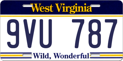 WV license plate 9VU787