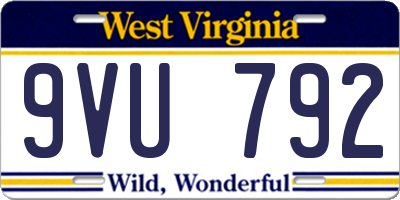 WV license plate 9VU792