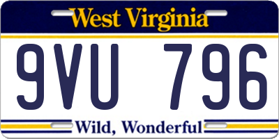 WV license plate 9VU796