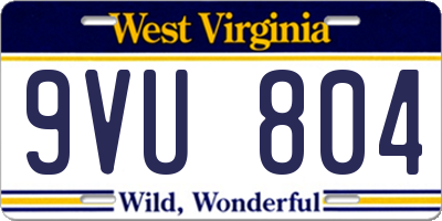 WV license plate 9VU804