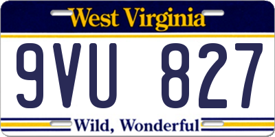 WV license plate 9VU827