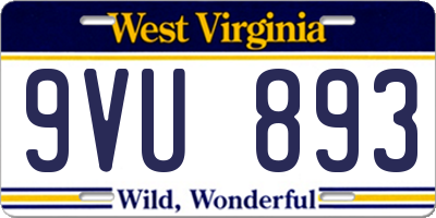 WV license plate 9VU893