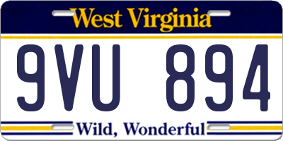 WV license plate 9VU894