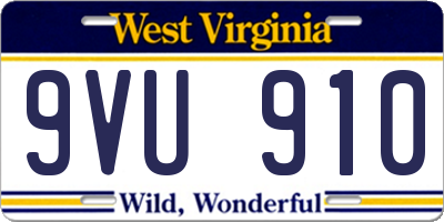 WV license plate 9VU910