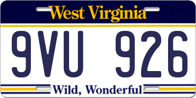 WV license plate 9VU926
