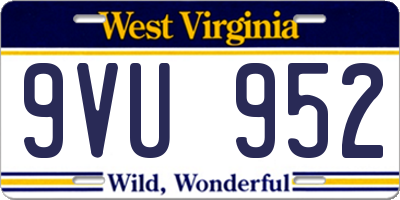 WV license plate 9VU952