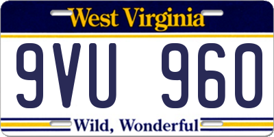 WV license plate 9VU960