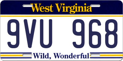 WV license plate 9VU968