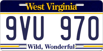WV license plate 9VU970