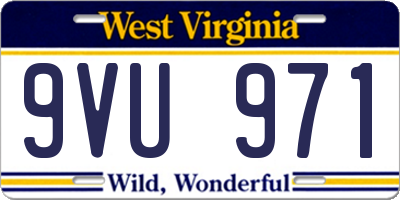 WV license plate 9VU971