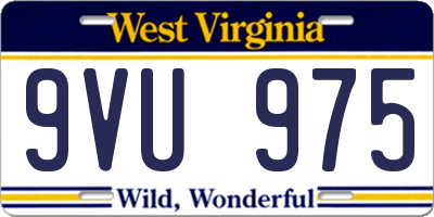 WV license plate 9VU975