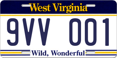 WV license plate 9VV001