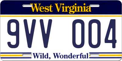 WV license plate 9VV004