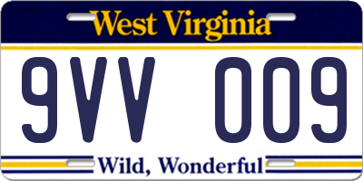 WV license plate 9VV009