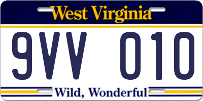 WV license plate 9VV010