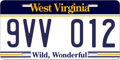 WV license plate 9VV012