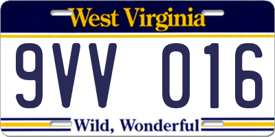 WV license plate 9VV016