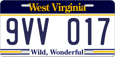 WV license plate 9VV017