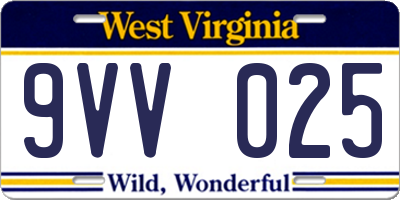 WV license plate 9VV025