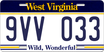 WV license plate 9VV033