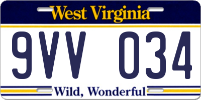 WV license plate 9VV034