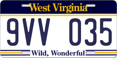 WV license plate 9VV035