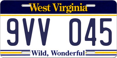 WV license plate 9VV045