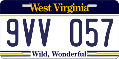 WV license plate 9VV057