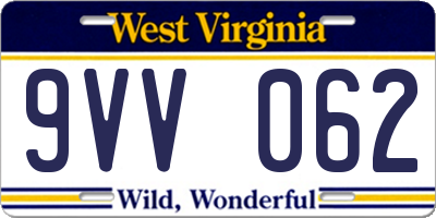 WV license plate 9VV062