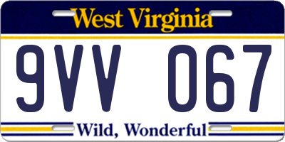 WV license plate 9VV067