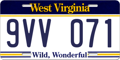 WV license plate 9VV071