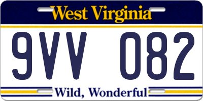 WV license plate 9VV082