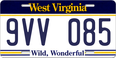 WV license plate 9VV085