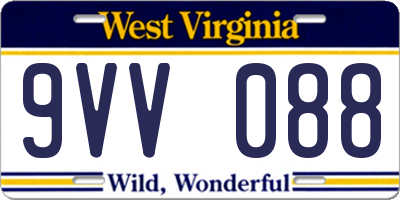 WV license plate 9VV088