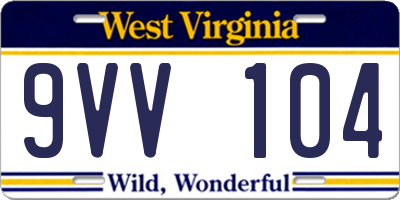 WV license plate 9VV104