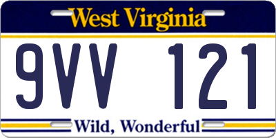 WV license plate 9VV121