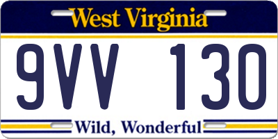 WV license plate 9VV130