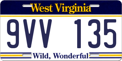 WV license plate 9VV135