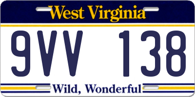 WV license plate 9VV138