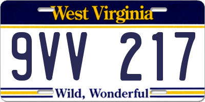 WV license plate 9VV217