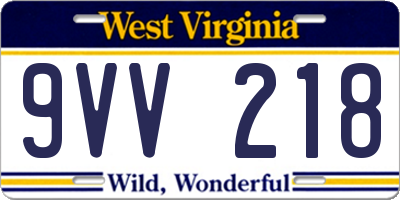 WV license plate 9VV218