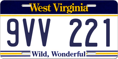 WV license plate 9VV221