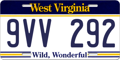 WV license plate 9VV292