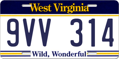 WV license plate 9VV314