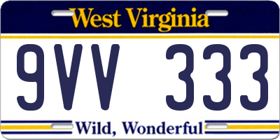 WV license plate 9VV333