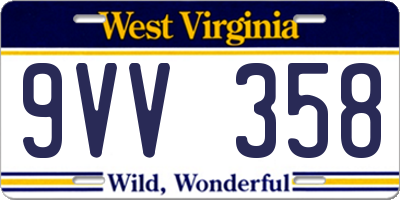 WV license plate 9VV358