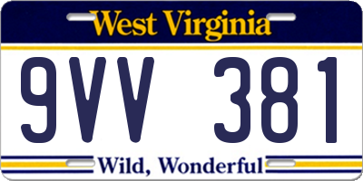 WV license plate 9VV381