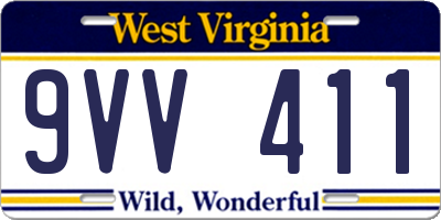 WV license plate 9VV411