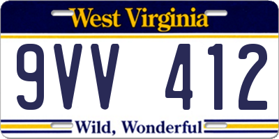 WV license plate 9VV412