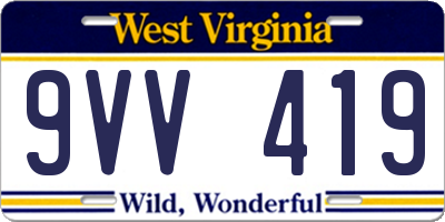 WV license plate 9VV419